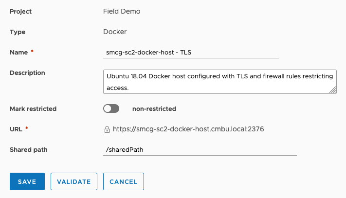 Adding a Docker Endpoint configuration