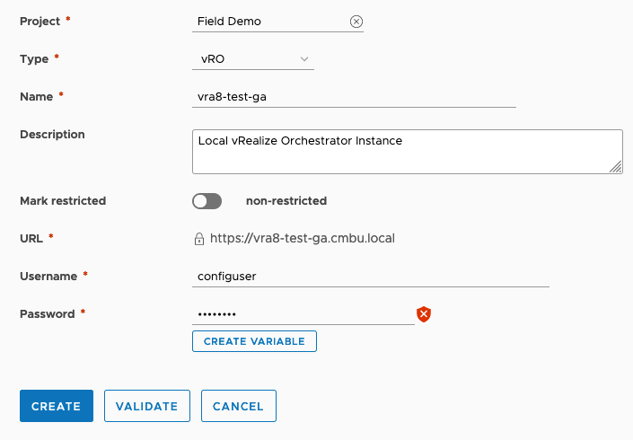 Adding a vRealize Orchestrator Endpoint configuration